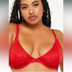 Savage Fenty Bra Unlined All over print Lace underwire Christmas Red 46DDD